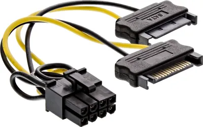 Immagine prodotto di InLine® 26628D Stromadapter intern, 2x SATA zu 8pol für PCIe (PCI-Express) Grafikkarten, 0,15m