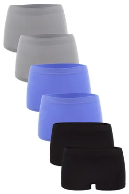 Produktbild von Fabio Farini - 6 Stück Damen Hipster Boxershorts - Frauen Unterhosen Slip Set Seamless angenehmes Tragegefühl ohne Seitliche Nähte
