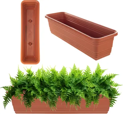 Obrázek produktu pro Balkonový truhlík na květiny KADAX, květináč, 60 cm, cihlově červený truhlík na květiny