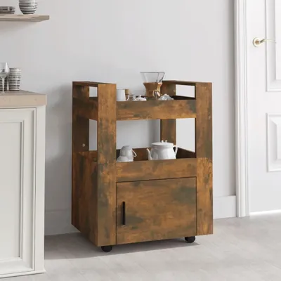 Produktbild von Küchenwagen Räuchereiche 60x45x80 cm Holzwerkstoff - Servierwagen CC28177