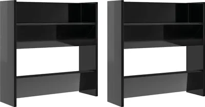 Produktbild von vidaXL Wand-Schuhschränke 2 Stk. Hochglanz-Schwarz 60x18x60 cm