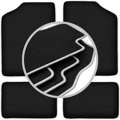 Produktbild von Fußmatten Automatten Velours Schwarz/Silber für Renault 5 1972-1985 Set 4-tlg