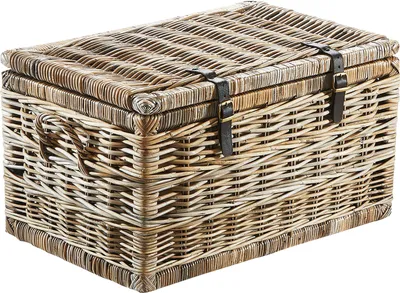Produktbild von Kobolo truhlica s košom truhlica na sedenie truhlica - ratan - sivá - s textilom - 70x45x40 cm - nábytok dekorácie úložný priestor Zinmer predsieň vstupná časť
