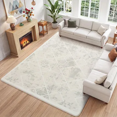 Zdjęcie produktu dla Geometryczny dywan w kolorze beżowym, 160 x 200 cm