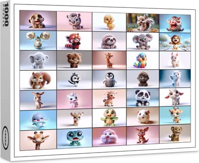 Image de Puzzle haut de gamme Raxxa « Puzzle Animaux colorés », 1 000 pièces
