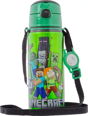 Produktbild von Kinder Trinkflasche Minecraft 600ml Tragegurt Aluminium GameCharakter