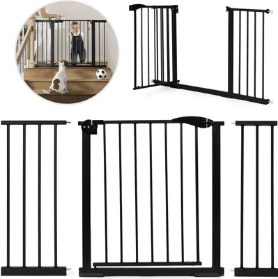Obrázok produktu pre Bezpečnostná brána na schody a dvere, 74-132 cm, oceľ, čierna
