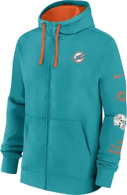 Immagine prodotto di Felpa da uomo Nike NFL in cotone con cappuccio e zip integrale, Miami Dolphins, Turbo Green/Brilliant Orange - XL