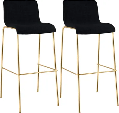 Produktbild von 2er-Set Barhocker Hover – Stoffsitz | Farbe: Schwarz | Abmessungen: 43x48x100 cm