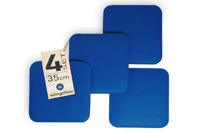 Produktbild von sunnypillow 4er Set Stuhlkissen aus Filz quadratisch 35x35 cm | gemütliche Filzkissen für Bank und Stuhl | Indoor/Outdoor | Sitzkissen Sitzauflage | Blau |