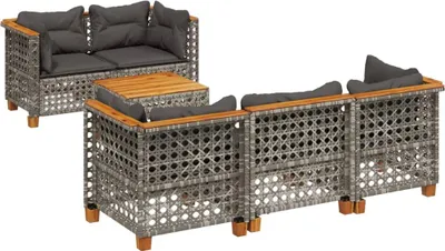 Image de vidaXL Ensemble de salon de jardin 6 pièces avec coussins Gris Poly rotin