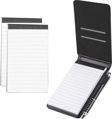 Produktbild von Kompaktes Notizbuch mit Stift - 3 Stück - schwarz - Kunstleder - A7