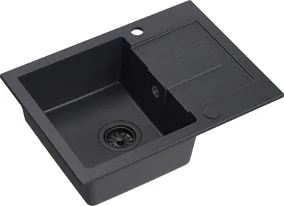 Produktbild von QUADRON Spülbecken 1-Becken Spüle | Größe: 60 x 45 x 18,5 cm | CHRISTIAN 116 | Küchenspüle Granitspüle aus GraniteQ mit Siphon | Schwarz