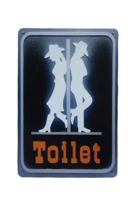 Produktbild von Metallschild - Toiletten Cowboy - Retro Blechschild - Metall Poster - Toilettendekoration - Wandschild - Wandplatte
