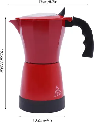 Produktbild von Elektrischer Kaffeekocher - Kaffeekanne mit Basis - 300 ml - 480 W - Aluminiumlegierung - 6 Tassen - Rot