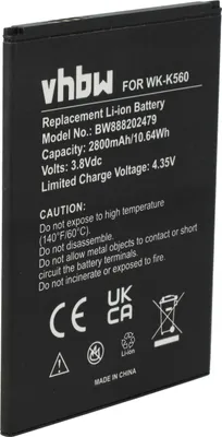 Produktbild von vhbw Akku Ersatz für Wiko K560 für Handy Smartphone Telefon (2800 mAh, 3,8 V, Li-Ion)
