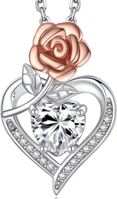 Produktbild von Moissanite Herz Halskette Silber 925 Anhänger Rose Geschenkbox