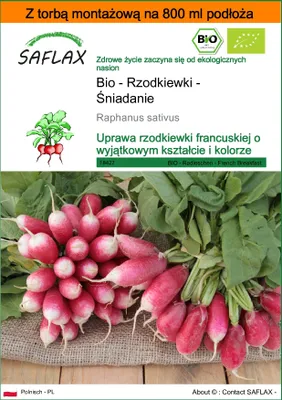Zdjęcie produktu dla SAFLAX - Garden in the bag - Bio - Rzodkiewki - Śniadanie - 150 Nasiona - Z podłożem uprawowym w praktycznej, samorozkładającej się torbie - Raphanus sativus