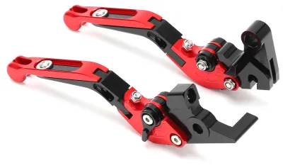 Image de Lot de 2 leviers de frein et d'embrayage réglables en alliage d'aluminium usiné CNC pour YAMAHA XJ6 DIVERSION 2009-2015, rouge