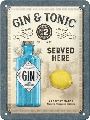 Produktbild von Nostalgic-Art - Blechschild 15x20 cm - Open Bar - Gin & Tonic Served Here