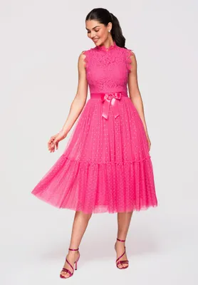 Produktbild von LARICA Midikleid Spitze A-Linie Elegant LA-OM-DLR321 fuschia S
