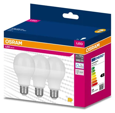 Obrázok produktu pre Žiarovka OSRAM LED VALUE CLA150 E27 19W/865 3balenie BASECLA150