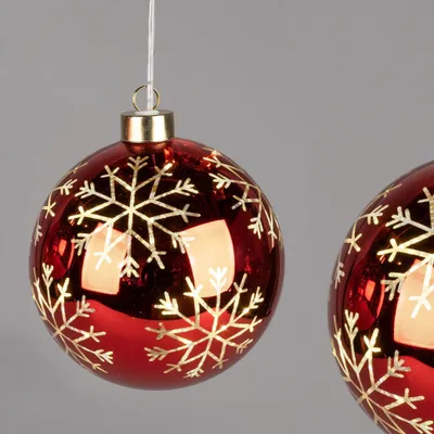 Produktbild von LED Deko Kugel EISKRISTALL zum aufhängen rot gold D. 10cm Glas Formano W24