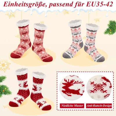 Obrázok produktu pre Vianočné domáce ponožky protišmykové Vianočné 3 páry Veľkosť 35-42
