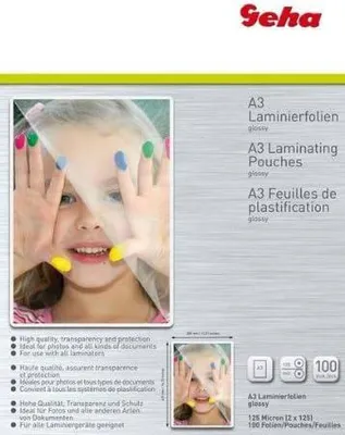 Produktbild von Geha Laminierfolie 125 Micron A3 glossy, 100 Stück