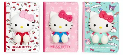 Image de Lot de 3 carnets 3D Hello Kitty A6 - 3 couleurs et motifs assortis