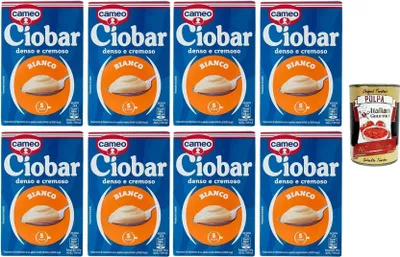 Produktbild von Cameo Ciobar Bianco- Pulver Zubereitung für Heiße Weiße Schokolade Hot Chocolate 8x 105g-Packung, jede Packung enthält 5 Beutel à 21g + Italian Gourmet polpa 400g