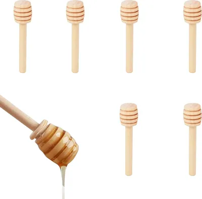 Productafbeelding van Houten Honing Roerder Set van 6 - Mini Honing Dipper Sticks 3 Inch