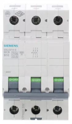 Produktbild von Siemens 5SL63106 5SL6310-6 Leitungsschutzschalter 3polig 10 A 400 V, IP20
