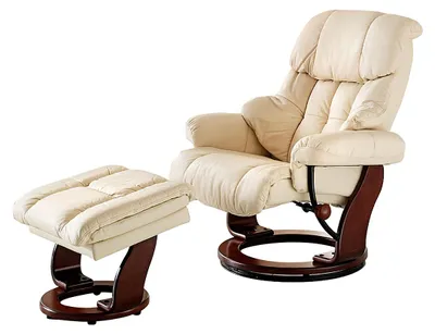 Produktbild von home24 Relaxsessel mit Hocker - Echtleder / Kunstleder