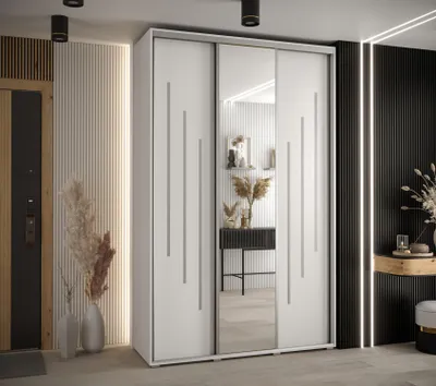 Produktbild von Kleiderschrank YVONA 9 - 150/45 cm, weiß/silber