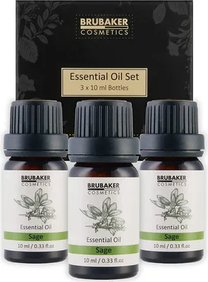 Produktbild von BRUBAKER 3er-Set Salbei Öl - Prüfungen, stressige Situationen & Stärkung des Gedächtnisses - Ätherische Öle Aromatherapie Geschenkset 3 x 10 ml Salbeiöl Naturrein & Vegan