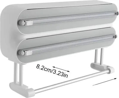 Zdjęcie produktu dla Uchwyt ścienny na rolkę, nóż do folii spożywczej, nóż do folii aluminiowej, nóż do papieru do pieczenia, M, SZARY