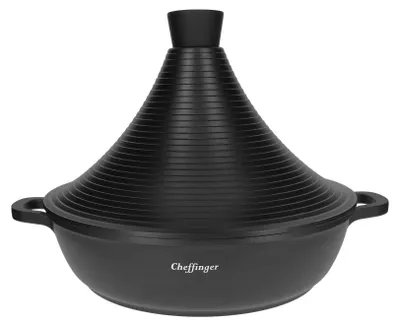 Immagine prodotto di Cheffinger, Pentola per tajine da 28 cm con rivestimento in marmo e manici soft-touch, nero