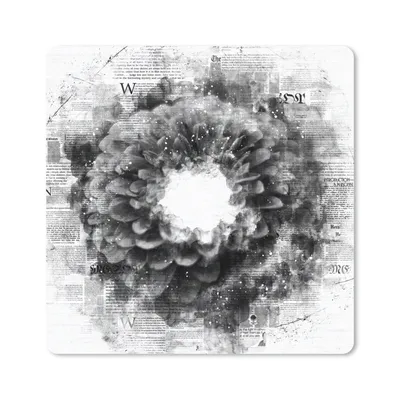 Produktbild von MuchoWow® Mauspad Mousepad Blumen - Zeitung - Rauch - Schwarz - Weiß 20x20 cm - Mousepads - Maus Mat - Pad - Mausunterlage - Desk Mat - Bureauartikeln