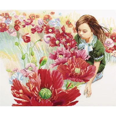 Produktbild von RTO Kreuzstich Set "Blühendes Mohnfeld" M345, Zählmuster, 51x42 cm