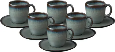 Produktbild von like. by Villeroy & Boch Lave gris Kaffeetasse mit Untertasse 190 ml 6er Set