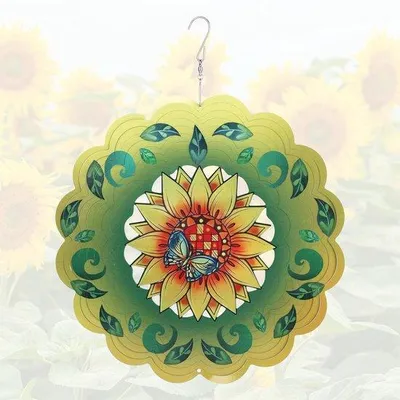 Produktbild von Metallenes Windrad-Ornament, hängendes Windrad-Objekt für den Garten, kinetisches Kunstwerk, Geschenk für Innendekoration und Außendekoration, metallenes Windrad-Objekt für Frauen und Mädchen