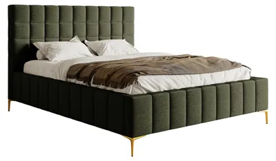 Produktbild von Selsey Szejlo - Polsterbett mit Lattenrost und Bettkasten, Chenille-Bezug in Olivgrün, 140 cm