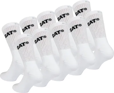 Produktbild von Caterpillar Performance Socks 10 Paar Herrensocken, Einlegesohle und Spann aus Schwamm, verstärkte Spitze und Ferse, Baumwolle (Weiß, 43-46)