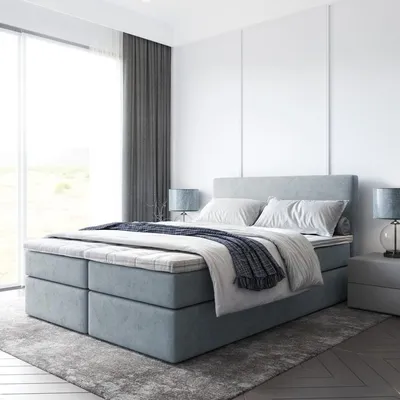 Produktbild von Bett Boxspringbett BERO Topper VISCO mit Bettkästen - Doppelbett, Stauraum, Schlafzimmer, Polsterbett, Bettgestell (160x200, Grau - ITAKA 50)