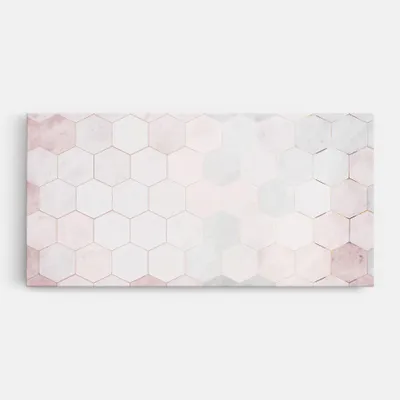 Produktbild von ARTHUB® Leinwandbild 60x120 cm, Hexagon Pink | Wohnzimmerdekoration, Hängende Bilder, Wanddekoration, Heimdekoration, Abstrakte, Geometrische
