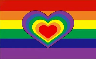 Immagine prodotto di Bandiera a forma di cuore arcobaleno 90 x 150 cm