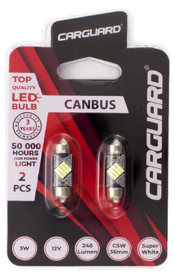 Immagine prodotto di Lampadina LED Sofit per auto 36 mm Canbus - 240 lumen 6000 K - 12 x SMD 3 W 12 V - Lunga durata 50.000 h - Set da 2 - Luce bianca brillante [50779]