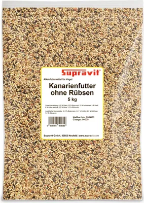Produktbild von Supravit Kanarienfutter ohne Rübsen 5kg | Vogelfutter für Kanarienvögel aller Arten | Ganzjahres-Futter für Kanarienvögel