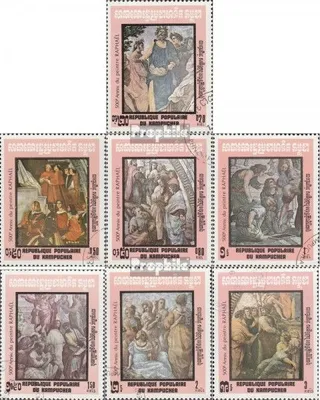 Produktbild von Briefmarken Kambodscha 1983 Mi 480-486 (kompl.Ausg.) gestempelt Geburtstag von Raffael